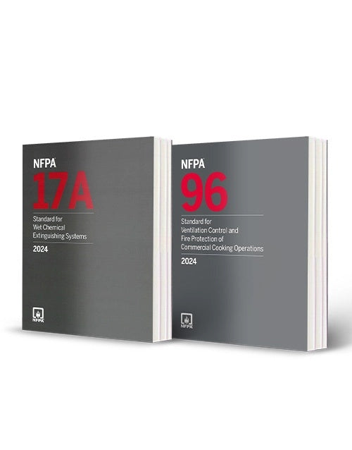 NFPA 17A Standard for Wet Chemical Extinguishing Systems 2024 Edition + NFPA 96 Standard for Ventilation Control and Fire Protection of Commercial Cooking Operations 2024 Edition Combo